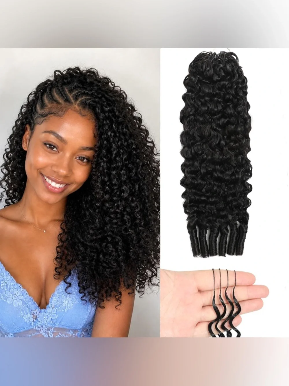 HUMAN HAIR Miracle Knots Burmese Curly  Crochet Hair Natural Black